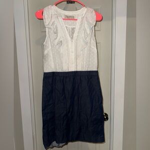 4/$20 LOFT White and Navy Sleeveless Dress
